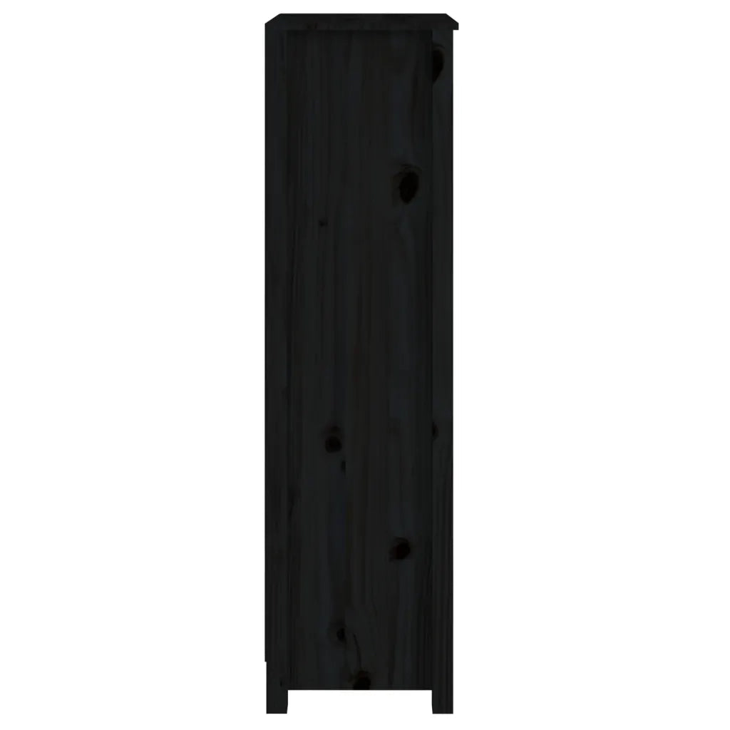 Libreria Nera 50x35x125,5 cm in Legno Massello di Pino 821713