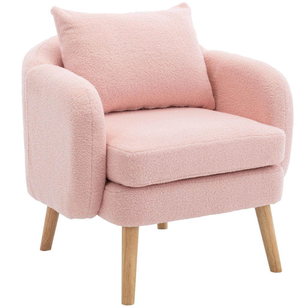 poltrona con cuscino schienale e seduta spessa 14 cm; struttura in legno; tessuto teddy rosa 71 Ã— 72 Ã— 71 cm