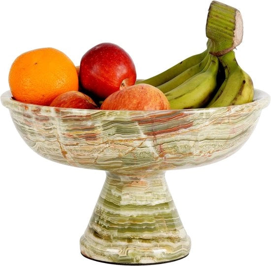 Scatola per frutta in marmo verde onice 12 "x 8" pollici - tavola da cucina manuale - contenitore decorativo per insalate e verdure per il piano di lavoro. Scatola per frutta.