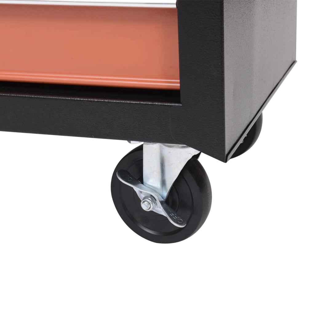 EasyComfort Carrello Porta Utensili Attrezzi Attrezzatura con Cassettiera 61.5 x 33 x 76cm Nero e Arancione