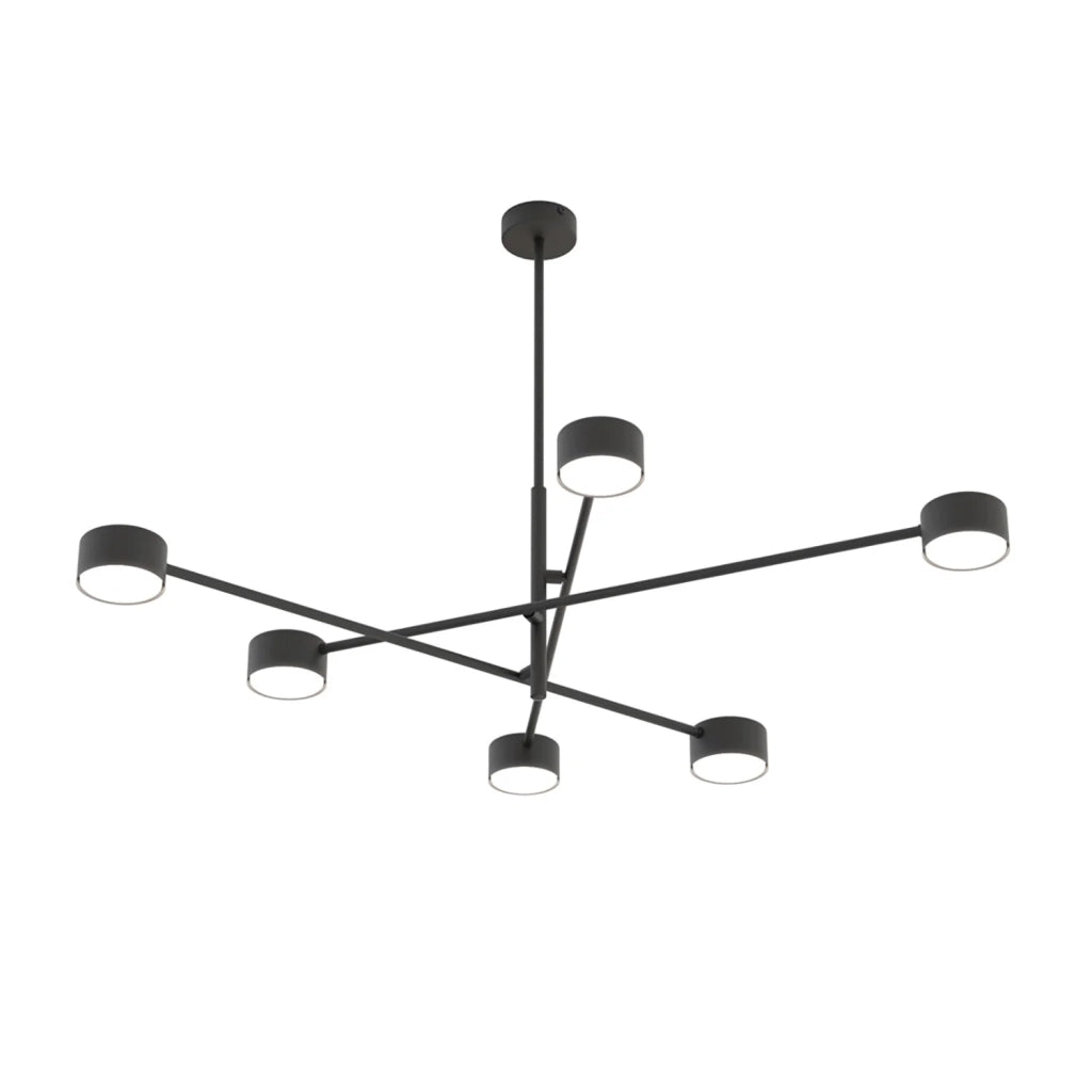 Plafoniera Moderna Giove Acciaio Nero 6 Luci Gx53 Ip20