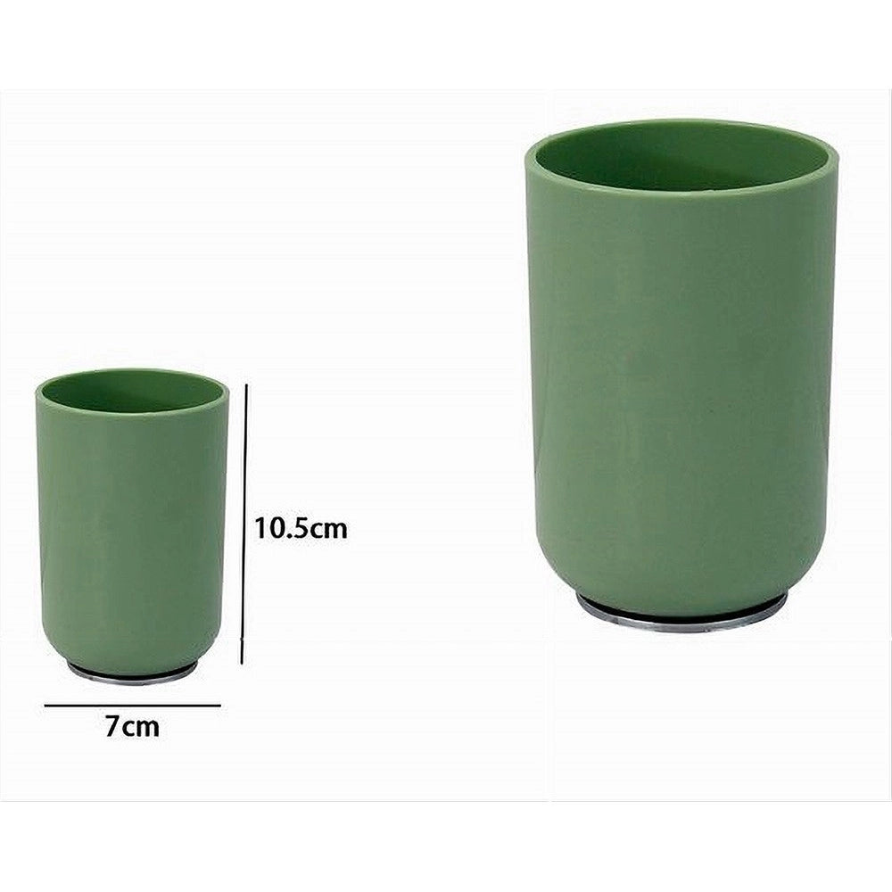 Trade Shop - Bicchiere Porta Spazzolini Dentifricio Verde Silver Accessori Arredo Bagno 79876 -