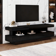 TV mobile 160x38x50;5 cm nero lucido con 3 ripiani in vetro e LED Bluetooth