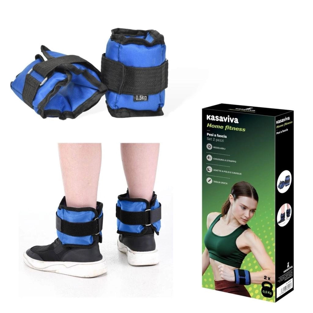 Set 2 Pezzi Fascia Cavigliere Fitness Palestra Pesi 0,5 kg