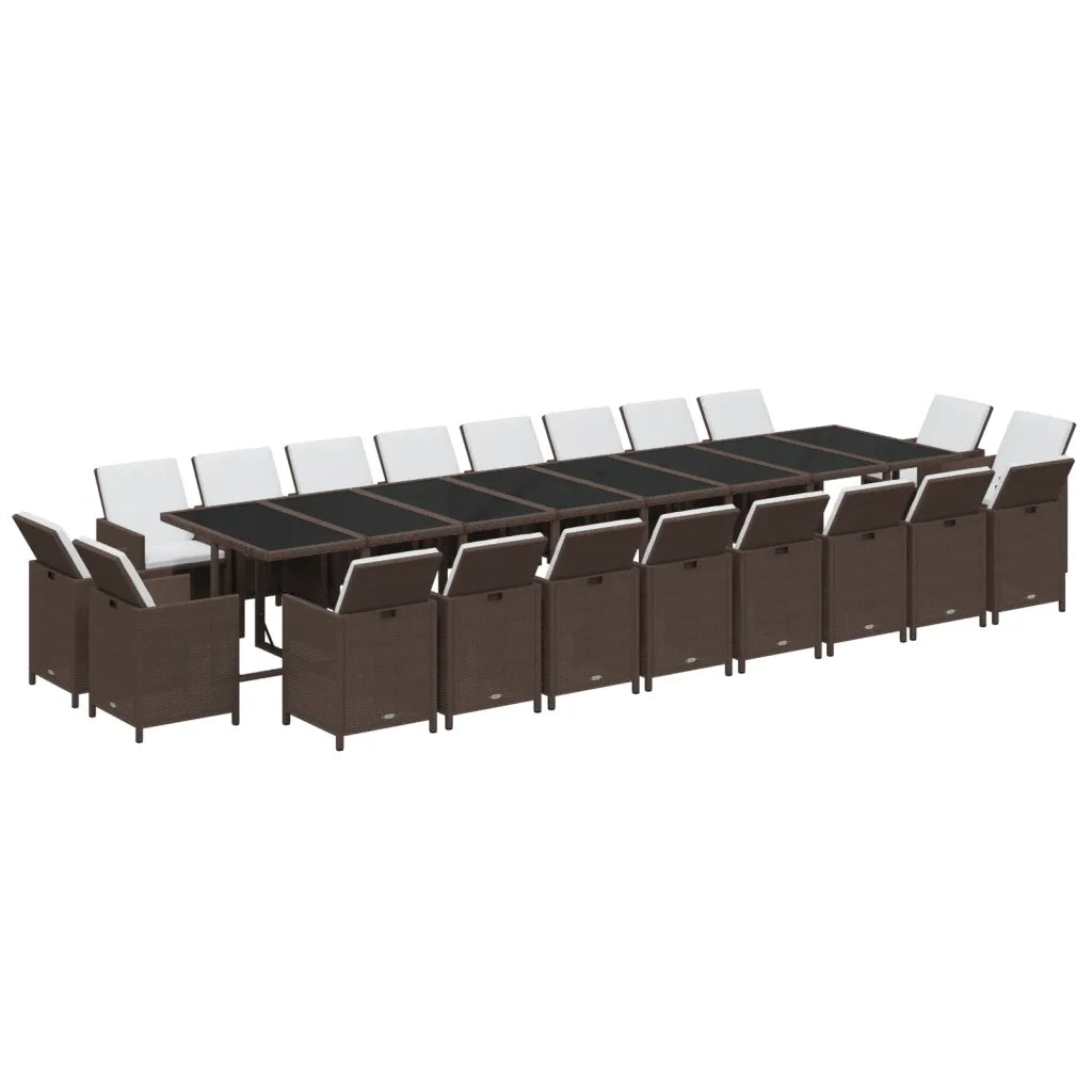 Set da Pranzo per Giardino 21pz con Cuscini Polyrattan Marrone cod mxl 42212