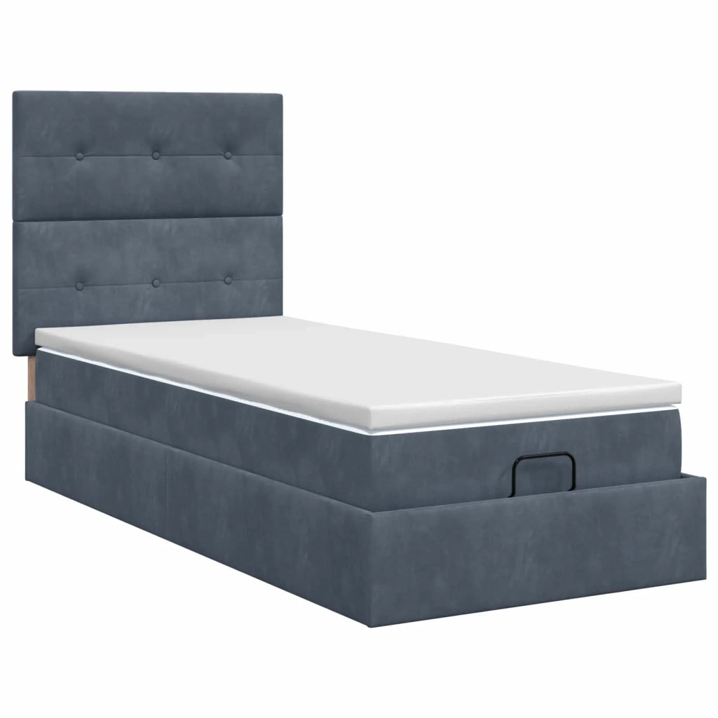Letto ottomano con materasso Grigio Scuro 90 x 200 cm Velluto 3457696