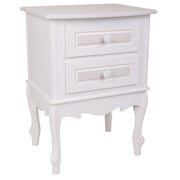 Comodino in legno con 2 cassetti bianchi 42x34x57.
