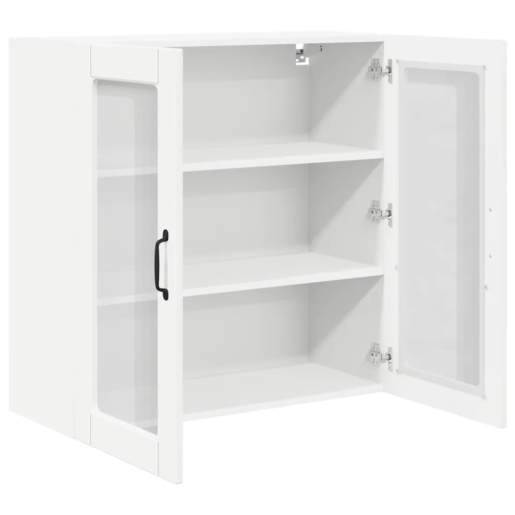 Pensile da cucina | Mobile in vetro da parete PORTO Bianco 80 x 31 x 80 cm