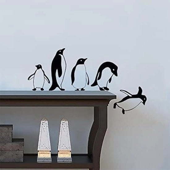 Pinguini che saltano uccelli decorazione vinile divertente per la cucina e gli animali domestici