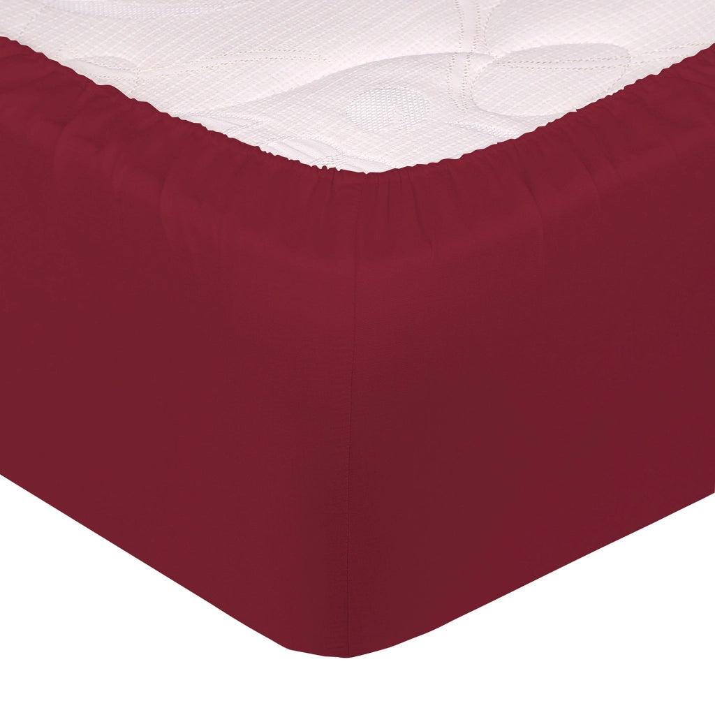 Lenzuolo Sotto Matrimoniale Maxi con Angoli ed Elastico Tinta Unita Bordeaux