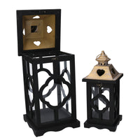Set 2 Lanterna in legno nero