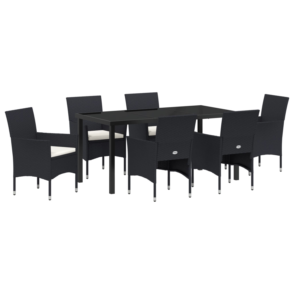 Set di Mobili da Giardino 7 Pezzi Nero Polyrattan