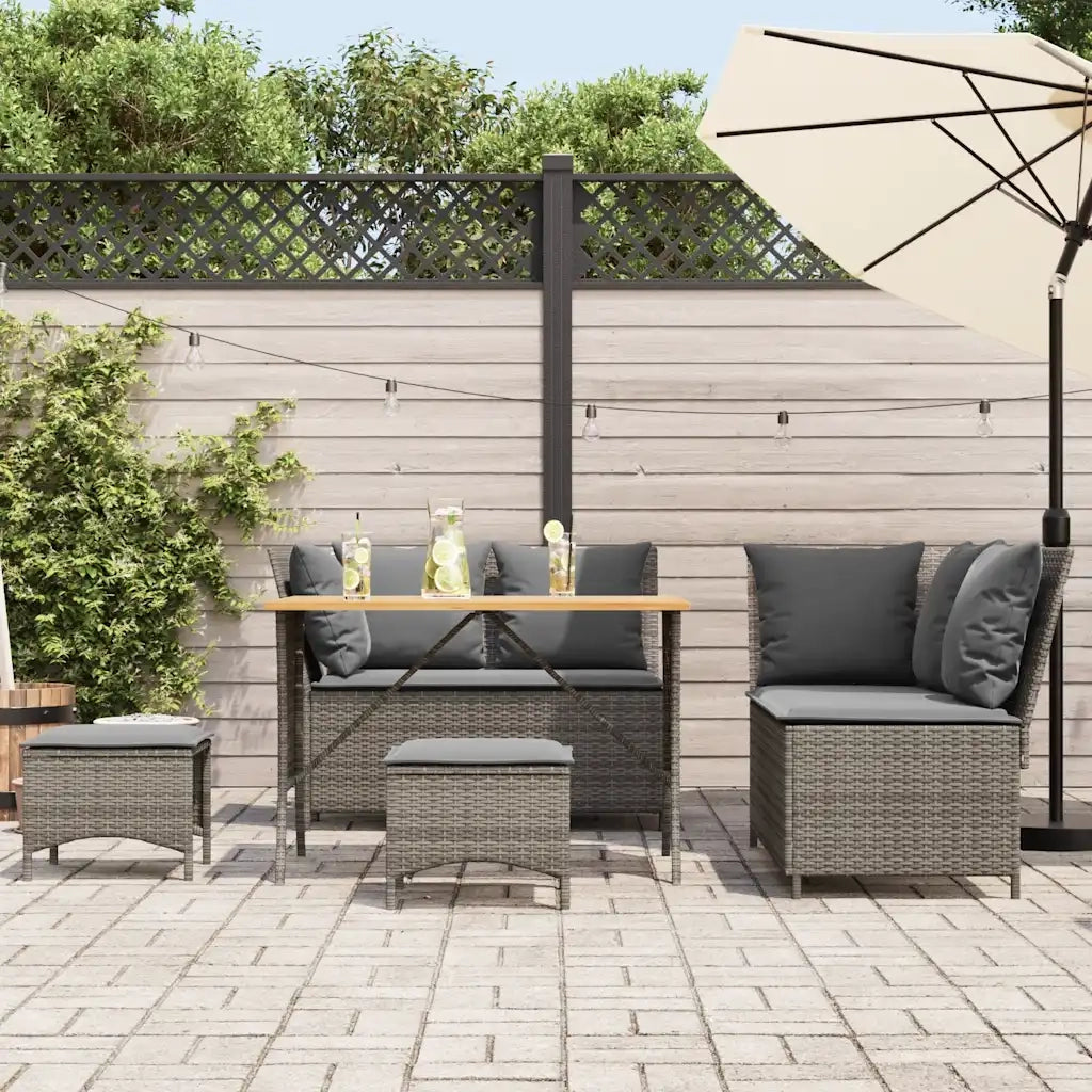 Set Divano da Giardino 5 pz con Cuscini Grigio in Polyrattan 3365346