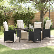 Set da pranzo da giardino 5 pezzi con cuscini neri in polyrattan