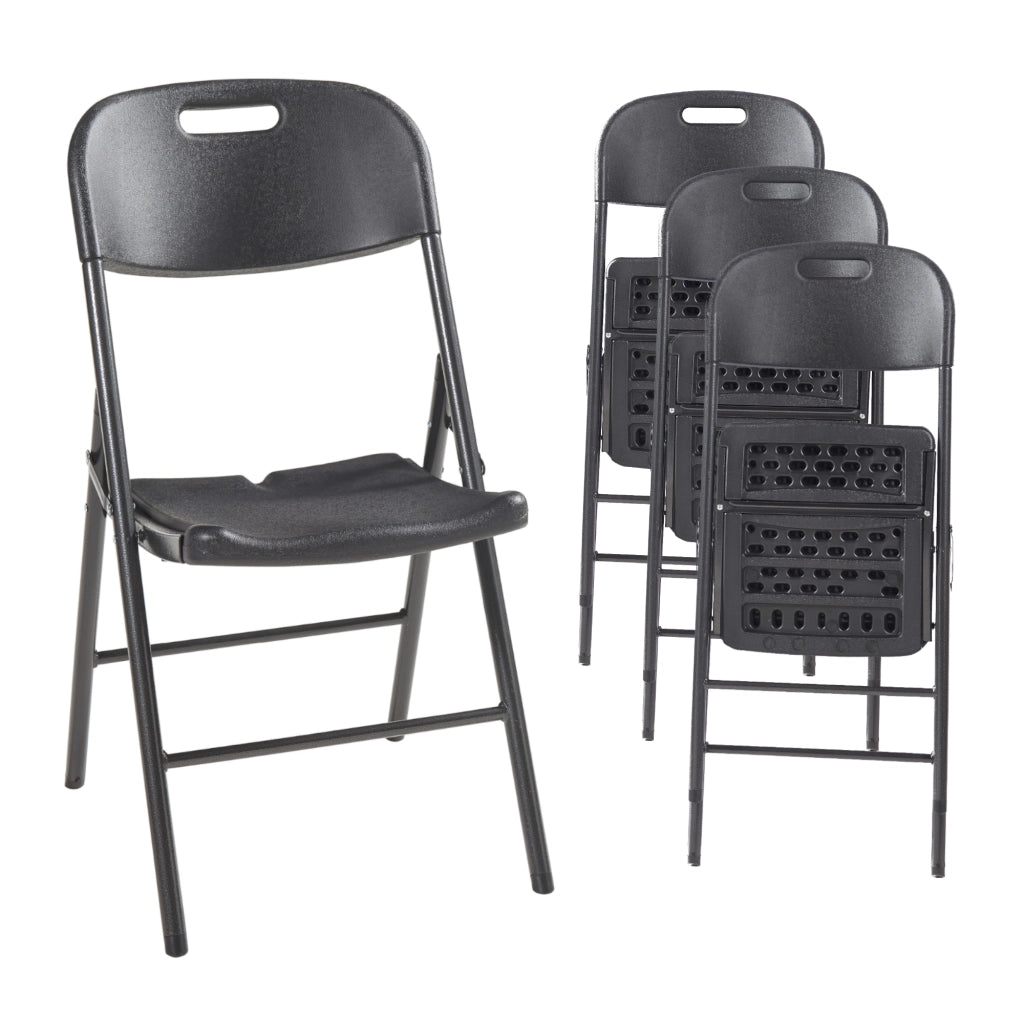 Set Ljusnarsberg di 4 Sedie Pieghevoli - Nero [en.casa]