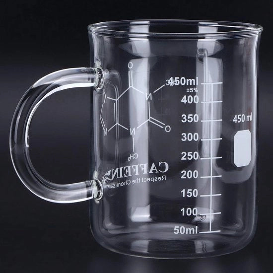 Bicchiere di precisione in vetro borosilicato - Adatto per caffè/tè - Resistente al magnetron - Ideale regalo per appassionati di scienza