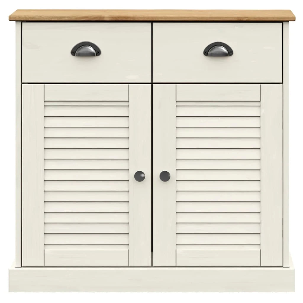 Buffet credenza cassettiera mobiletto mobile contenitore organizer per cucina soggiorno salotto con cassetti 78 x 40 x 75 cm legno massello di pino bianco 02_0030138