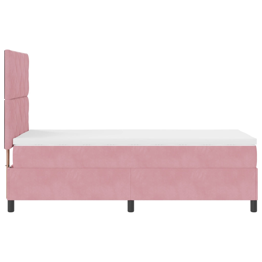 Letto a Box con Materasso Rosa 90x200 cm Velluto