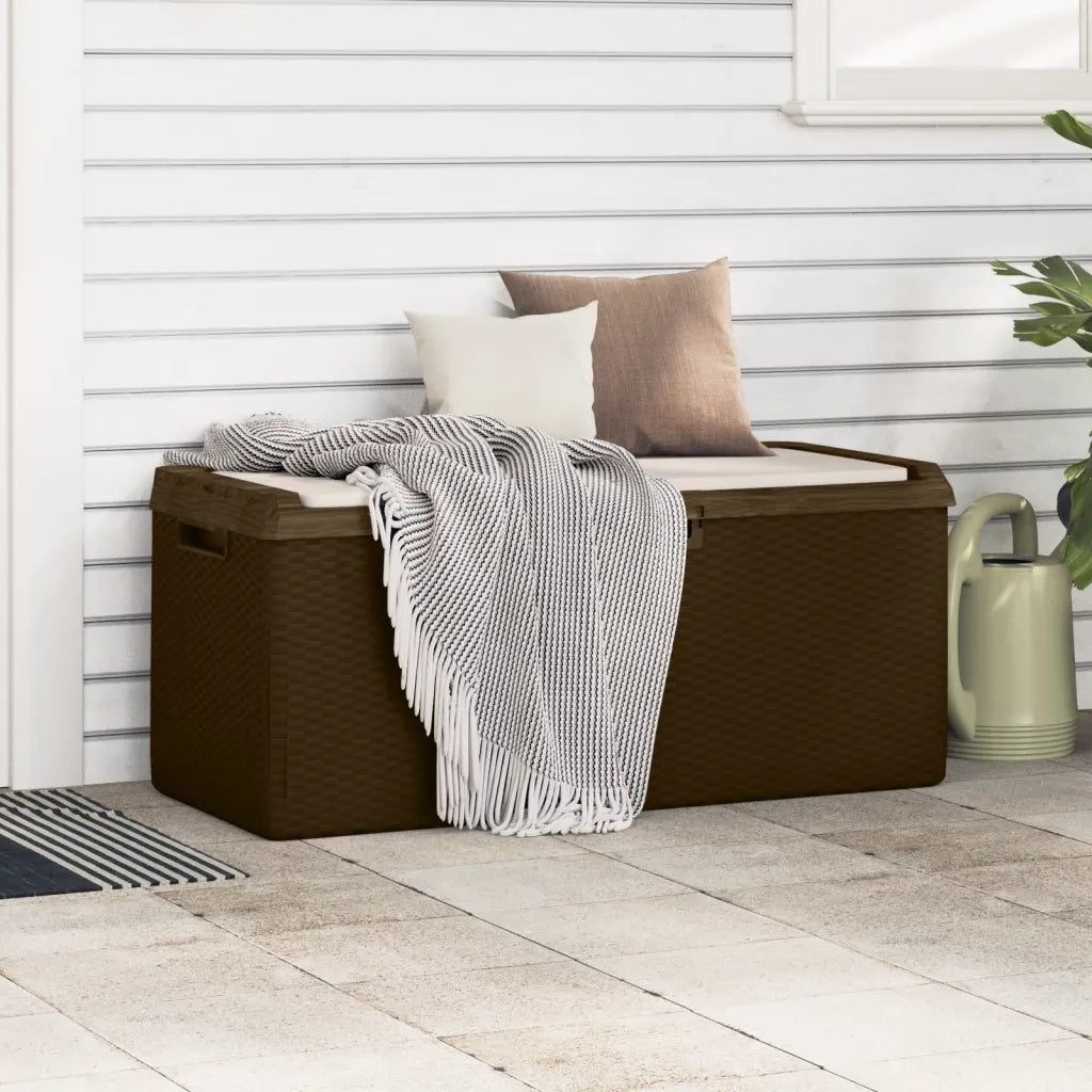 Baule da Giardino con Cuscino Seduta Marrone 350 L in PPcod mxl 133691