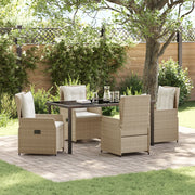 Set da Pranzo da Giardino da 5 Pezzi in Rattan Beige