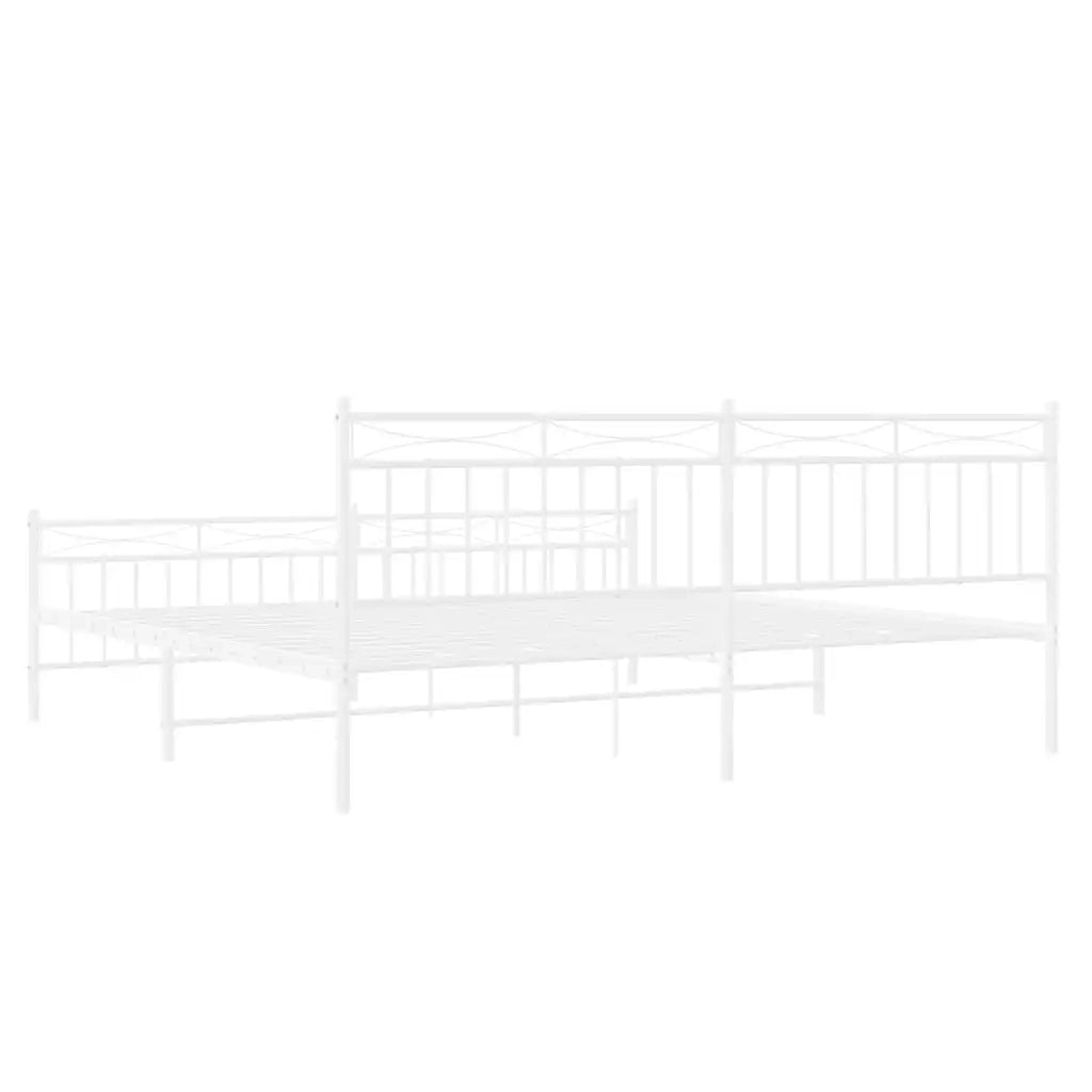 Giroletto con Testiera e Pediera Metallo Bianco 193x203 cm 373764