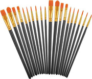 Set di pennelli acrilici (20 pezzi), set di pennelli acrilici, piccolo set di pennelli, 10 diverse misure, adatto per artisti, adulti e bambini, matite a pastello aquarello, pennelli per modellismo (nero).