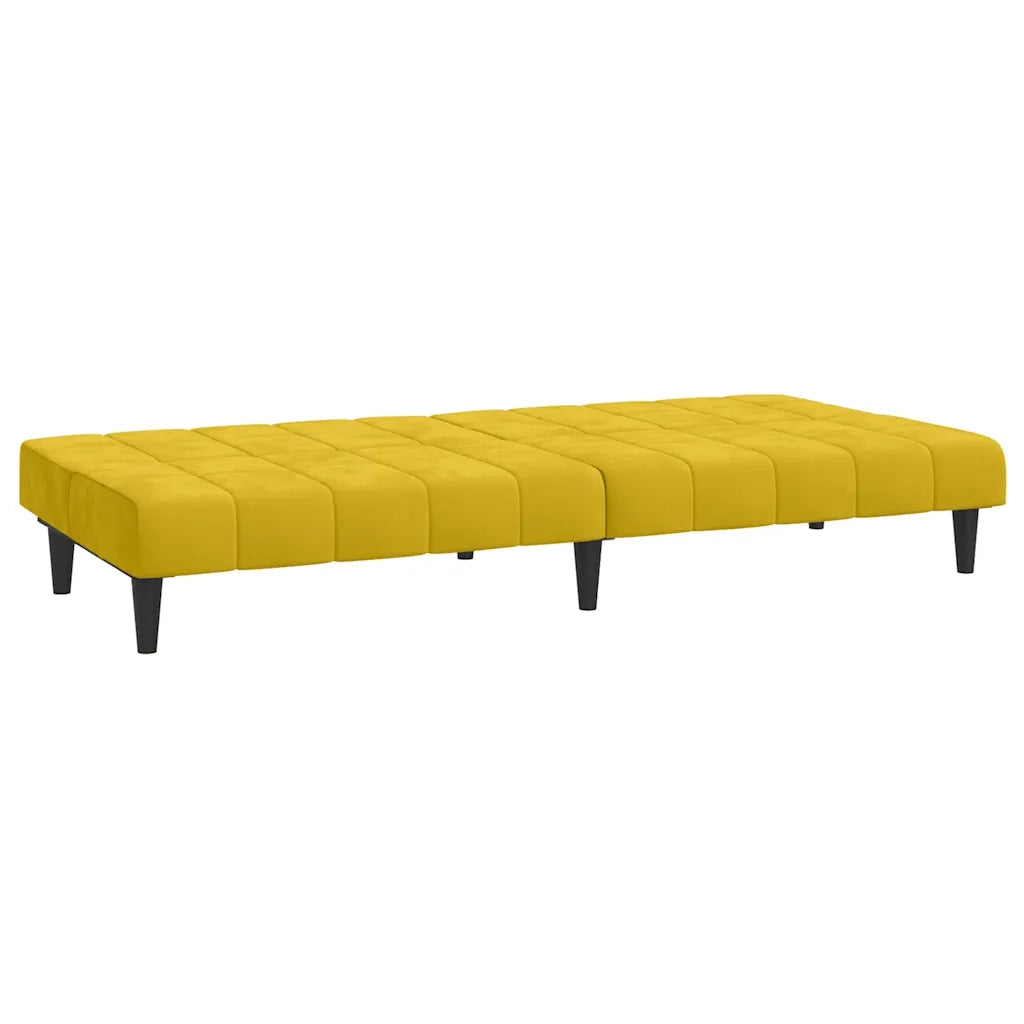 Divano Letto a 2 Posti Giallo in Velluto 375845