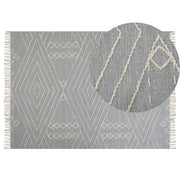 Tappeto in cotone bianco sporco grigio chiaro 140 x 200 cm motivo geometrico nappe tribale orientale moderno