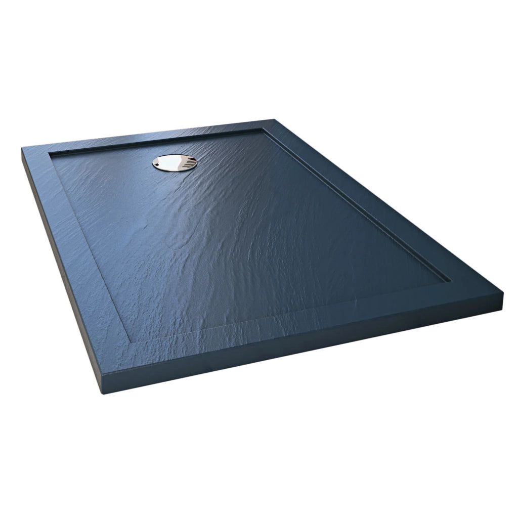 Piatto Doccia Slim 80x170x4 cm Rettangolare Acrilico Bordato Antracite Effetto Pietra mod.Flower