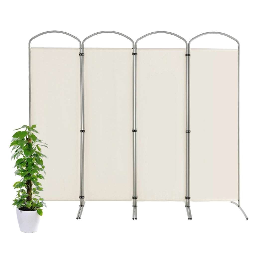 Paravento pieghevole a 4 pannelli da 188cm-Divisorio in tessuto per ambienti interni casa ufficio Beige