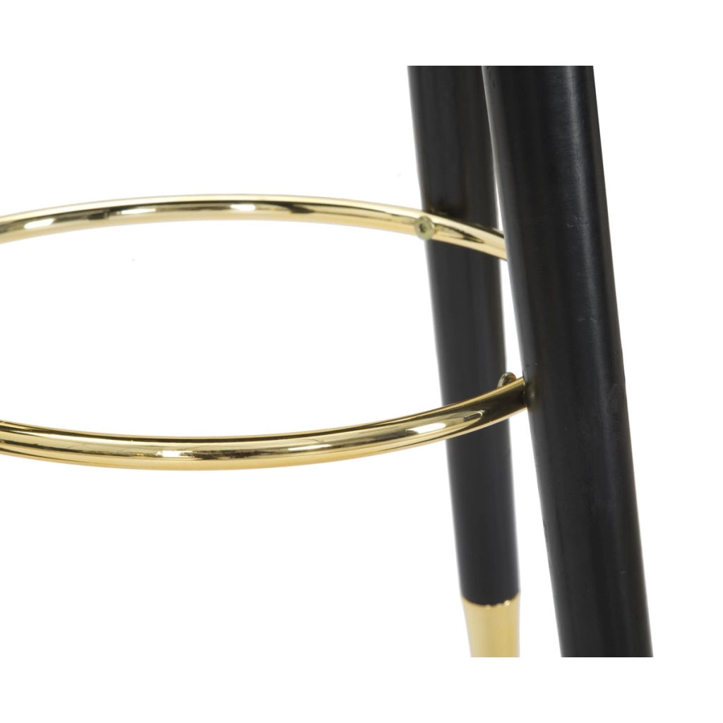 Sgabello da bar Paris nero e gold in tessuto su gambe nere – H 74 cm