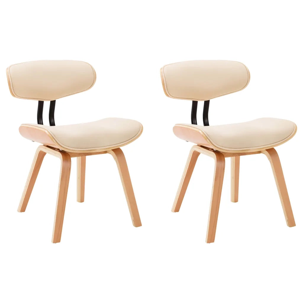 Sedie da Pranzo 2 pz Crema in Legno Piegato e Similpelle cod mxl 22530