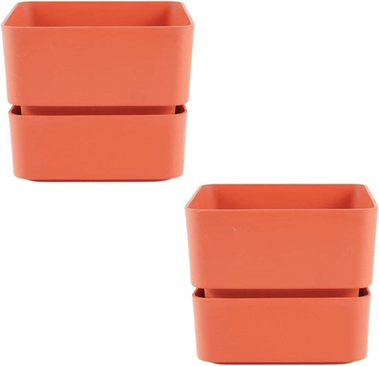 Vaso quadrato piccolo per piante grasso con piatto in plastica (2 12 cm) - vaso per piante mini