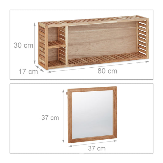 Mensola a muro con mobiletto di design da bagno con specchio scorrevole 80 x 30 x m 3213108