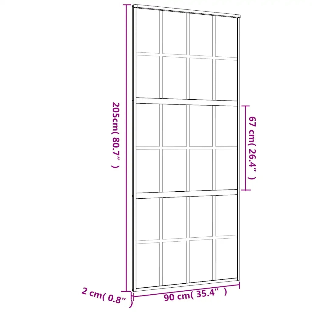 Porta Scorrevole Dorata 90x205 Vetro Trasparente ESG Alluminio 155173