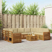 Set divani 10 pcs Naturale e Beige Legno di Acacia Massello