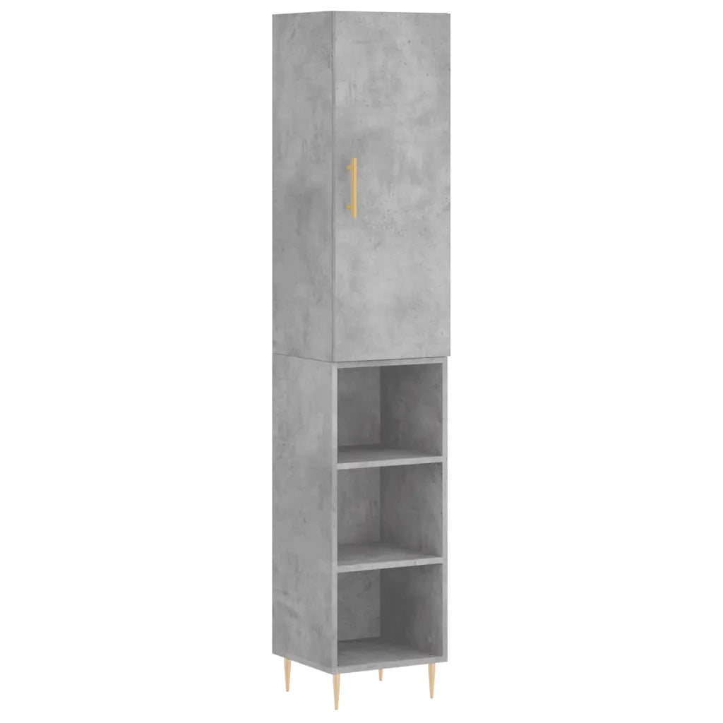 Credenza-Buffet-Armadio da cucina Grigio Cemento 34,5x34x180 cm in Legno Multistrato 876471