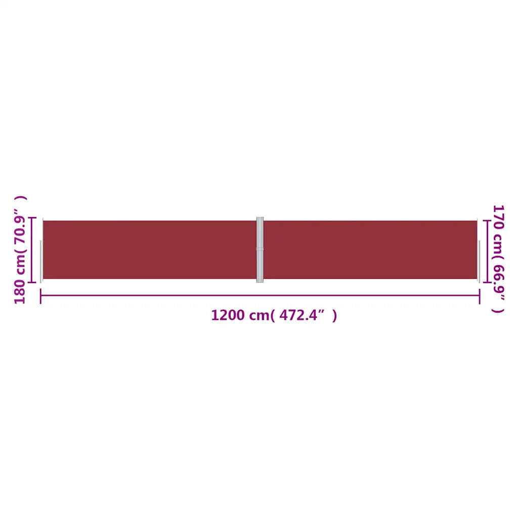 Tenda da Sole Laterale Retrattile Rossa 180x1200 cm