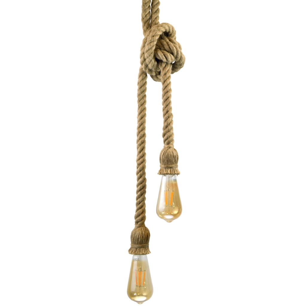 Lampada a sospensione Polux Rope doppia E27 crema 150cm