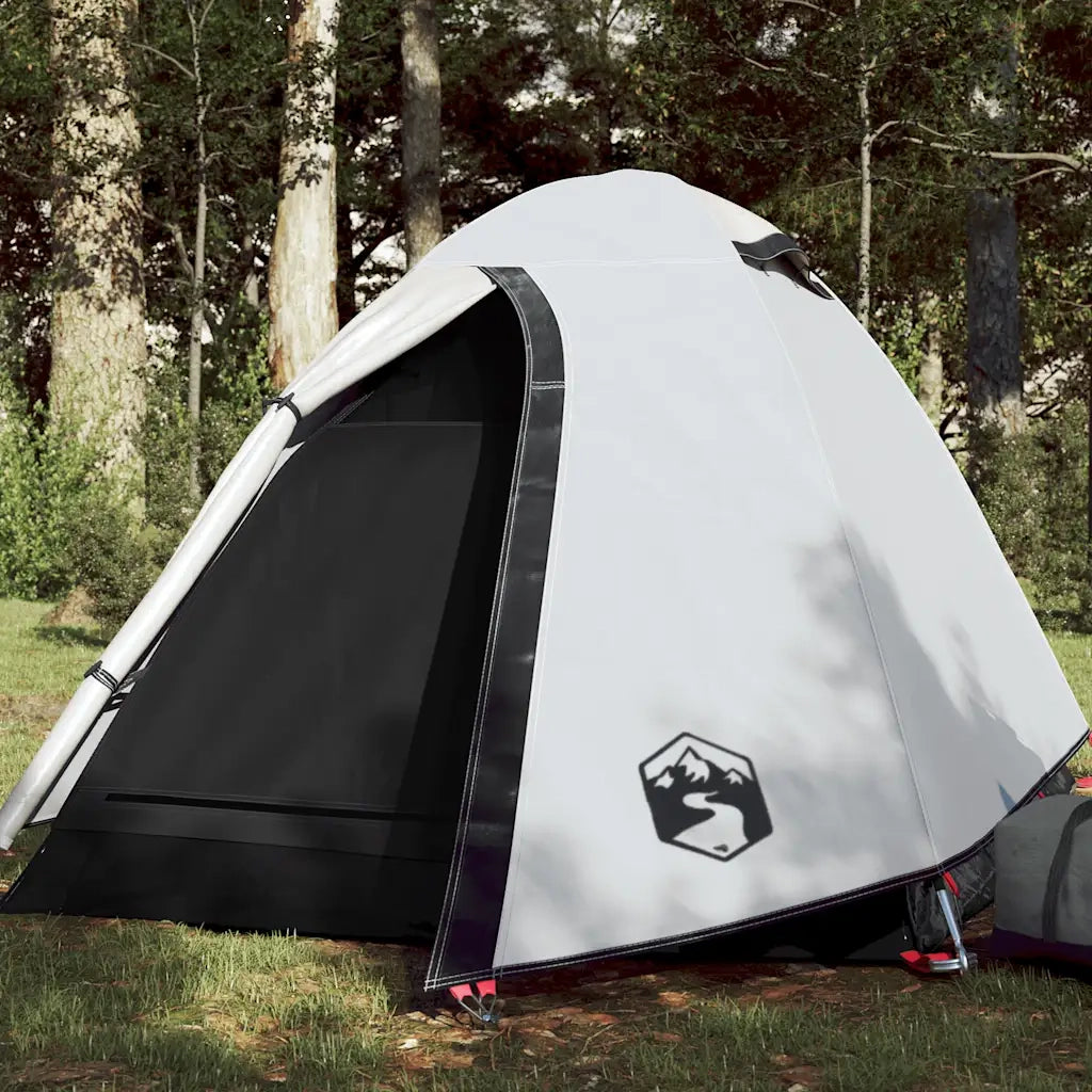 Tenda Campeggio a Cupola 2 Persone-Tenda per Escursionismo Bianca Tessuto Impermeabile 291529