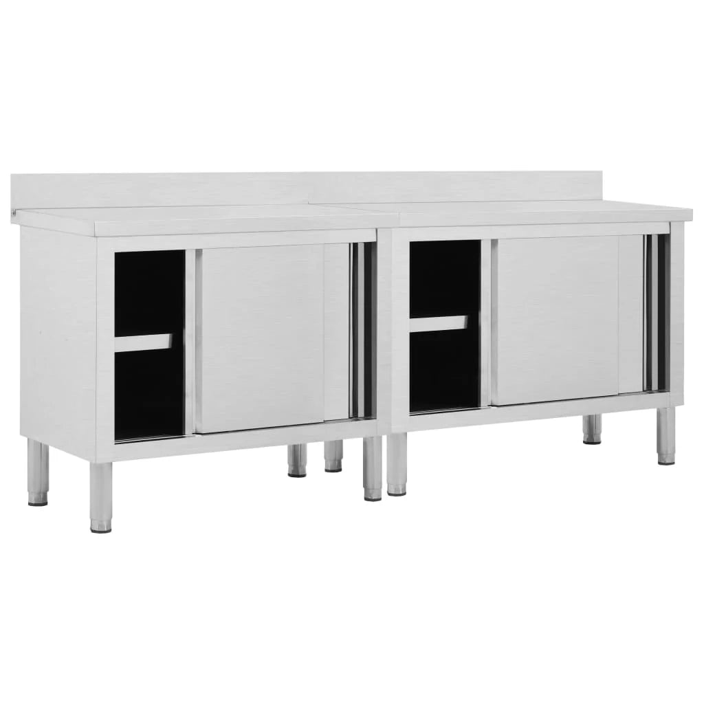 Set di 2 tavoli con ante scorrevoli 200 x 50 x (95-97) cm acciaio inox 02_0000009