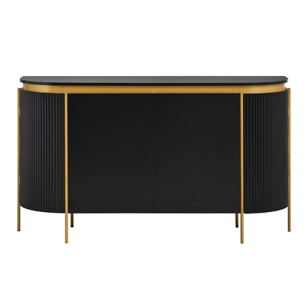 Sideboard 140x38x80 cm con 4 ante e passacavi in MDF nero