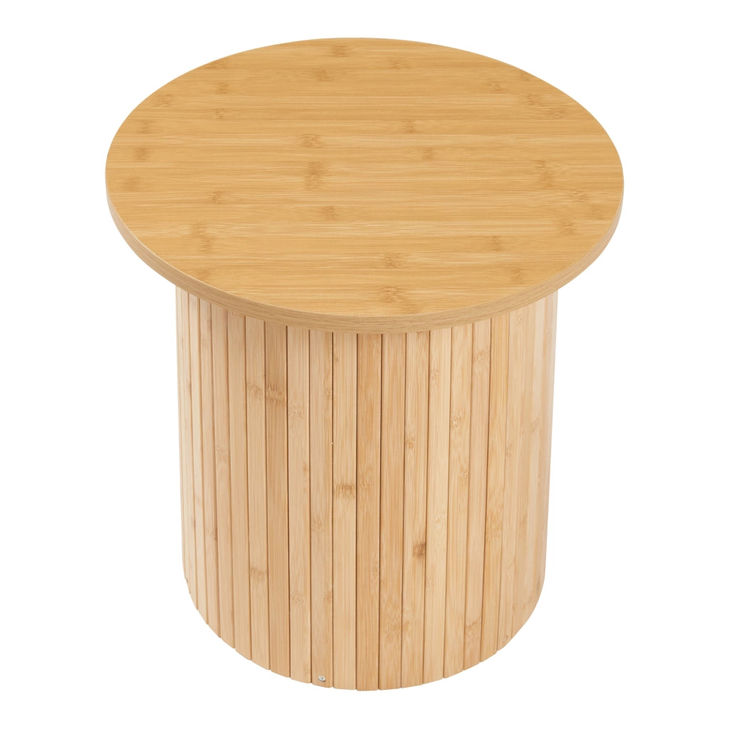 Tavolino da Caffè Rotondo Ledepid 40 x Ø40 cm con Piano Sporgente  - Naturale [en.casa]