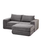 Divano letto modulare - con pouf removibile e configurazione flessibile - in corduroy - grigio