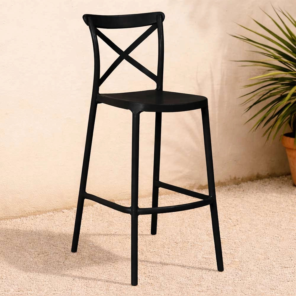 Sgabello da bar in plastica nero sprint h 75 cm