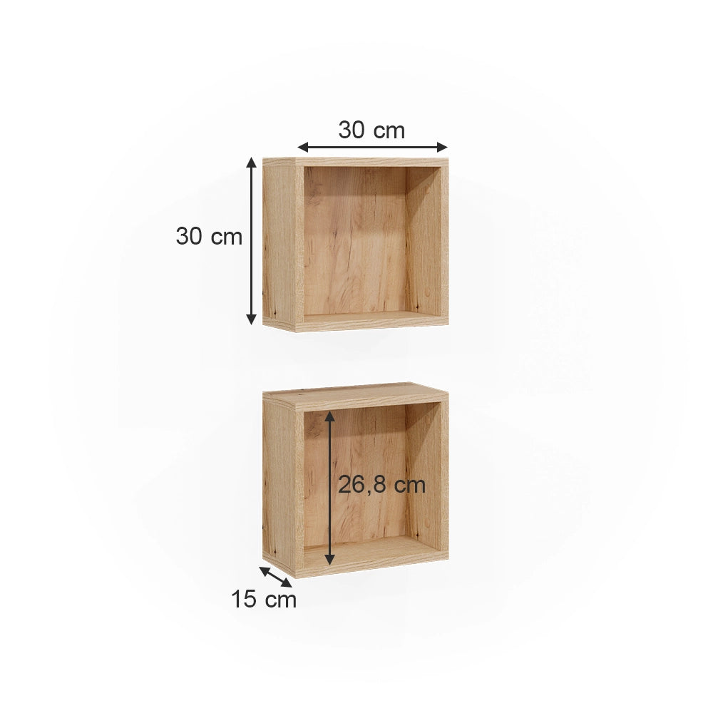Vicco Libreria da parete Rovere 30 x 30 cm Set di 2