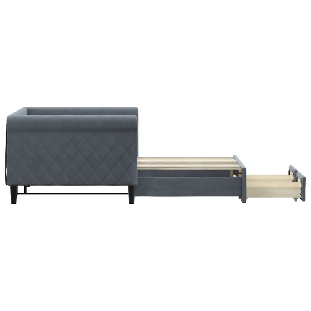 Divano Letto Estraibile Cassetti Grigio Scuro 90x190cm Velluto 3197833