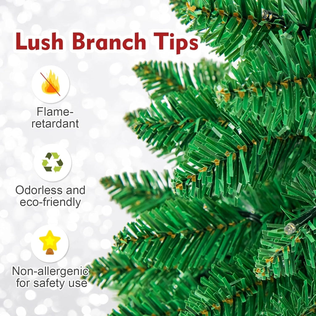 Albero di Natale Artificiale 135/200/225 cm, Albero di Natale con Luci LED Incorporate e Supporto in Metallo, Christmas Tree con Rami in PVC, per Casa, Negozio, Ufficio, Feste (L)
