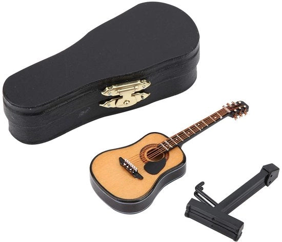 Guitarra Miniatura Manuale - Strumento Musicale in Legno - Decorazione Camera - Ornamento - Materiale di Alta Qualità - 10cm/3,9in