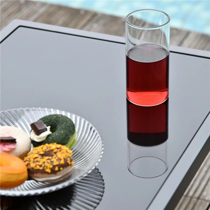 SALOTTO DA ESTERNO, SET 4 PEZZI CON 1 TAVOLINO, 2 SEDIE DA GIARDINO E 1 PANCA IN METALLO, NERO